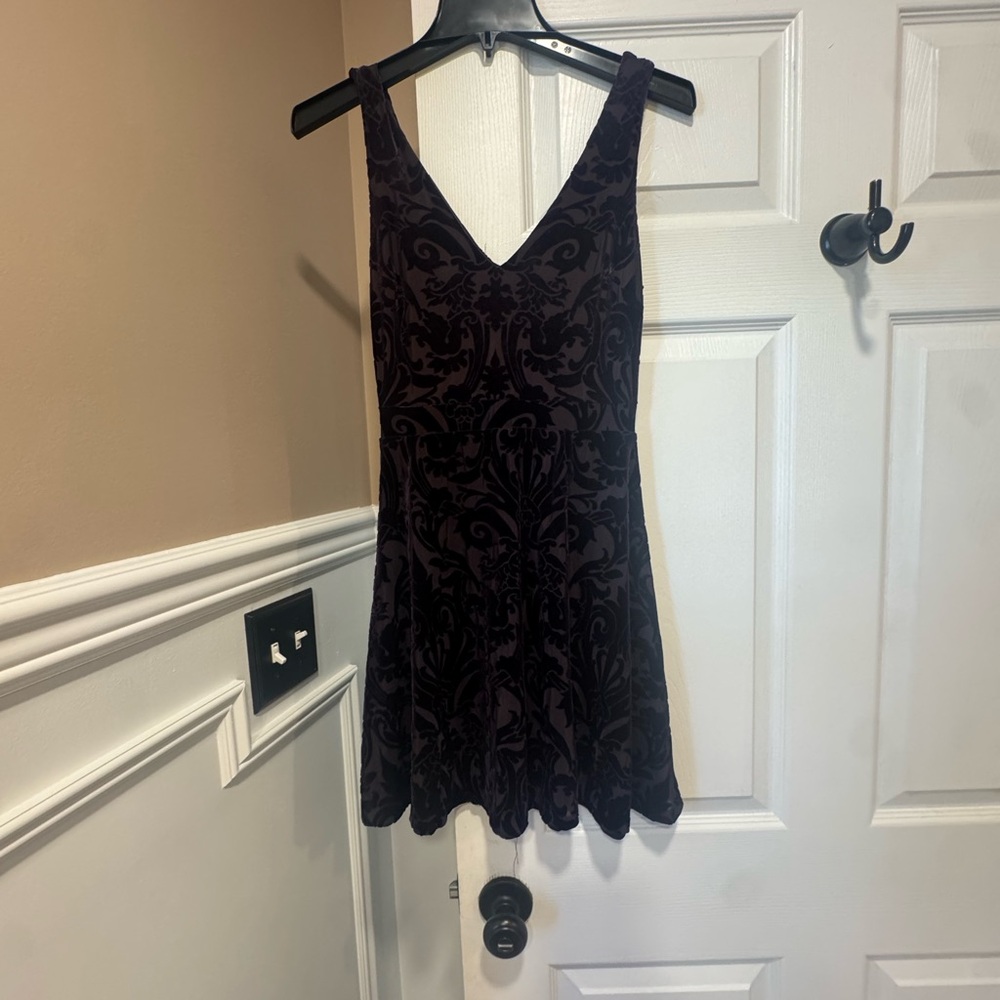 Design Lab Lord & Taylor Black and Purple Velvet Dress